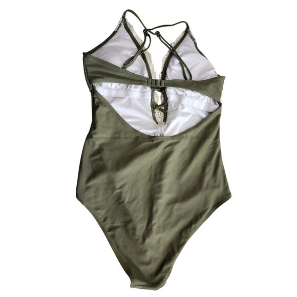 Cupshe Large Green One Piece Lace Bathing Suit Swim Hobo Hippy Crochet - Picture 2 of 9